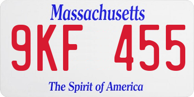 MA license plate 9KF455