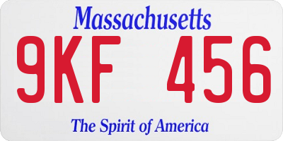 MA license plate 9KF456