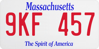 MA license plate 9KF457