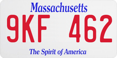 MA license plate 9KF462