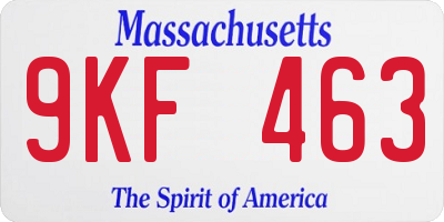 MA license plate 9KF463