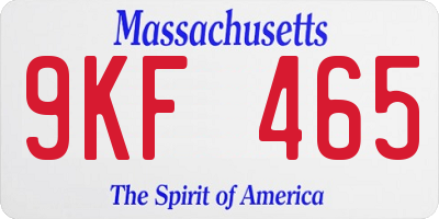 MA license plate 9KF465