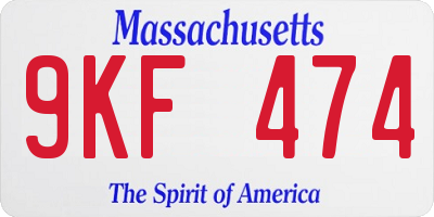 MA license plate 9KF474