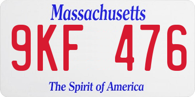 MA license plate 9KF476