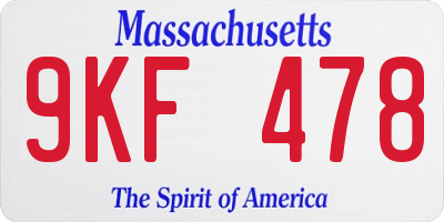 MA license plate 9KF478