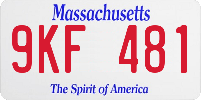 MA license plate 9KF481