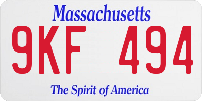 MA license plate 9KF494