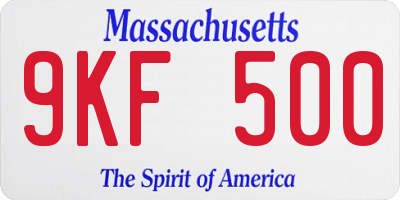MA license plate 9KF500