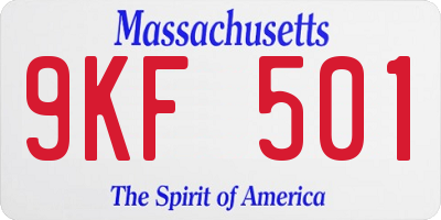 MA license plate 9KF501