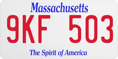 MA license plate 9KF503