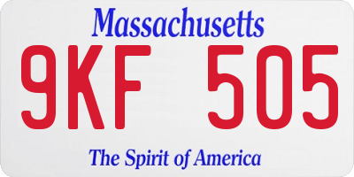 MA license plate 9KF505