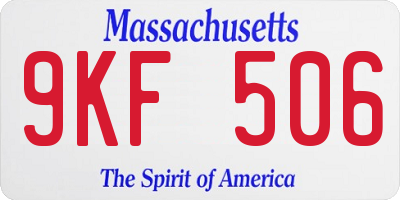 MA license plate 9KF506