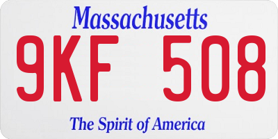 MA license plate 9KF508
