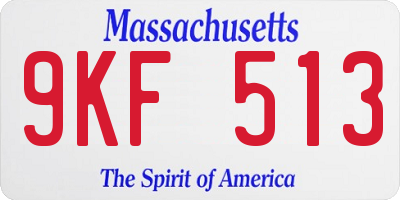 MA license plate 9KF513