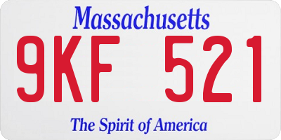 MA license plate 9KF521