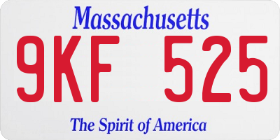 MA license plate 9KF525