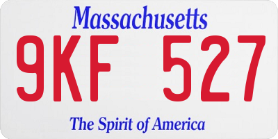 MA license plate 9KF527