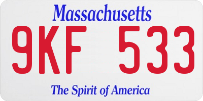 MA license plate 9KF533