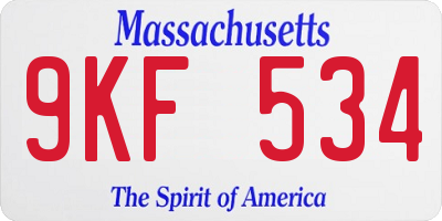 MA license plate 9KF534
