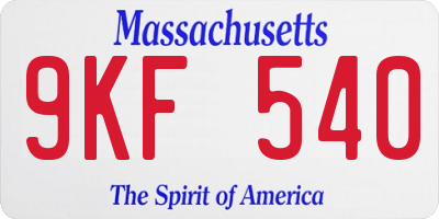 MA license plate 9KF540