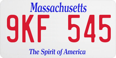 MA license plate 9KF545