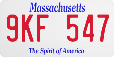 MA license plate 9KF547