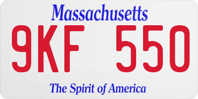 MA license plate 9KF550