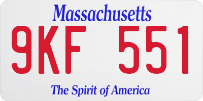 MA license plate 9KF551