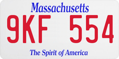 MA license plate 9KF554