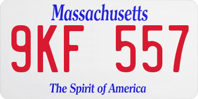 MA license plate 9KF557