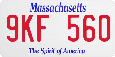 MA license plate 9KF560