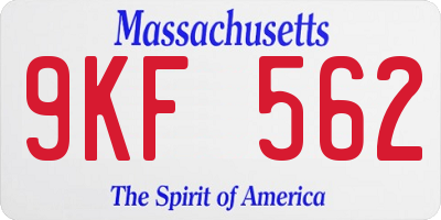 MA license plate 9KF562
