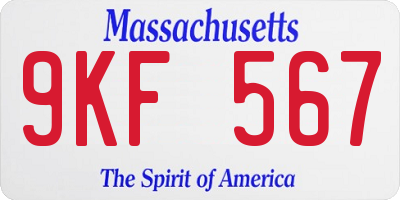MA license plate 9KF567