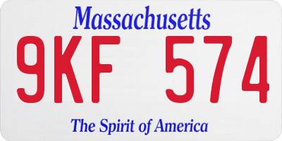 MA license plate 9KF574
