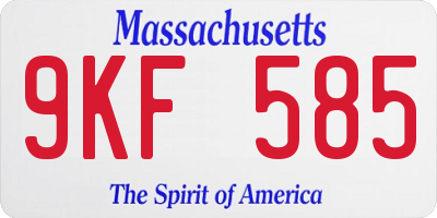 MA license plate 9KF585