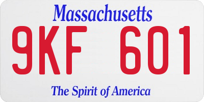 MA license plate 9KF601