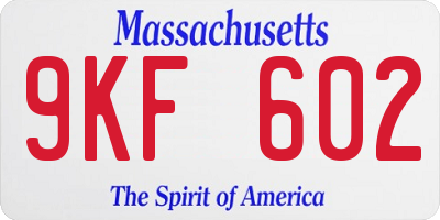 MA license plate 9KF602