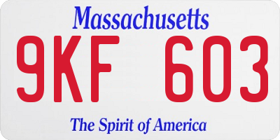 MA license plate 9KF603