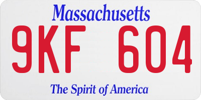 MA license plate 9KF604