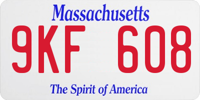 MA license plate 9KF608