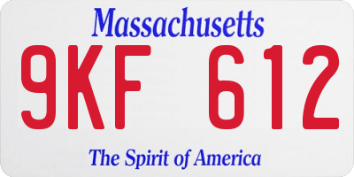 MA license plate 9KF612