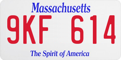MA license plate 9KF614