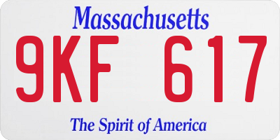 MA license plate 9KF617