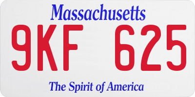 MA license plate 9KF625