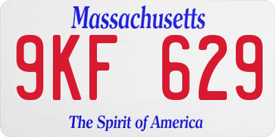 MA license plate 9KF629