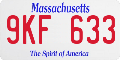 MA license plate 9KF633