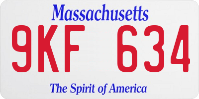 MA license plate 9KF634