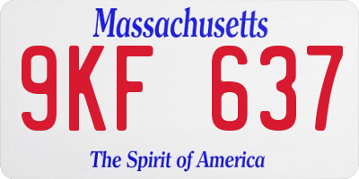 MA license plate 9KF637