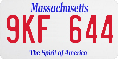 MA license plate 9KF644