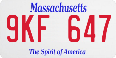 MA license plate 9KF647